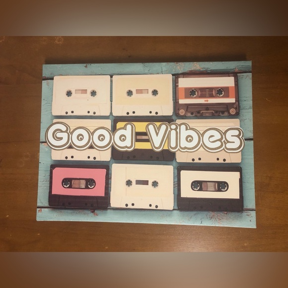 Good Vibes Cassette Tape Decorative Canvas Small Hanging Wall Picture - Picture 4 of 16